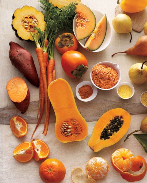 <p><b>Curcumin:</b><br /> 
Good Source: turmeric<br /> 
Benefits: An added perk to take-out curry: The antioxidant properties of curcumin may help counter the body’s negative responses to high-fat foods.<br />
Cooking Tip: Mix the spice into salad dressings or sprinkle it on cooked vegetables such as kale and cauliflower.</p>
<p><b>Beta-Cryptoxanthin:</b><br />
Good Sources: Papaya, tangerines<br />
Benefits: This carotenoid plays an important role in vision and in bone and cell growth.</p>
<p><b>Alpha-Carotene:</b><br />
Good Sources: sweet potatoes, carrots, winter squash, cantaloupe<br />
Benefits: This mighty antiager, which converts to vitamin A in the body, bolsters immunity.<br />
Cooking Tip: Like other carotenoids, it's best absorbed with fat: Roast vegetables with oil; pair cantaloupe with avocado.</p>
<p><b>Hesperidin and Naringenin:</b><br />
Good Sources: Citrus<br />
Benefits: The powerful flavonoids stave off inflammation and blood vessel damage caused by poor diets.<br />
Cooking Tip: Broil citrus slices sprinkled with a pinch of raw sugar and serve over oatmeal.</p>