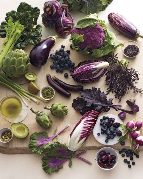 <p><b>Indoles:</b><br />
Good Sources: purple cauliflower, purple cabbage<br />
Benefits: Derived from sulfur compounds in cruciferous veggies, these may slow the metabolism of carcinogens.<br />
Cooking Tip: Steam cauliflower: it's likely the best prep for retaining indoles. Toss chopped kale with mashed avocado and olive oil.</p>
<p><b>Ellagic Acid:</b><br />
Good Sources: berries<br />
Benefits: The phytochemical may lessen the effect of estrogen in promoting breast-cancer cell growth.<br />
Cooking Tip: Keep frozen berries on hand for smoothies. For a spritzer, mash them and top with club soda.</p>
<p><b>Anthocyanins:</b><br />
Good Sources: red cabbage, eggplant, grapes, berries<br />
Benefits: These antioxidants improve brain function and balance, and they may reduce the risk of cancer, stroke, and heart disease.<br />
Cooking Tip: Try swapping in finely shredded cabbage for your typical salad greens and toss with avocado and red onion.</p>