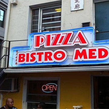 <p>Multiple Yelp reviews describe horribly botched delivery orders from this Chinatown pizza and sandwich restaurant, which also inexplicably has a Turkish food menu section. "This pizza is the product of using bad flour, bad salt, bad cheese, bad sauce, bad toppings, and probably bad water," wrote one <a href="http://www.yelp.com/biz/bistro-med-washington-2" target="_blank">Yelp</a> reviewer. "My boyfriend and I had our credit card numbers stolen from [here]," wrote another. And as for cleanliness? With <a href="http://dcist.com/2012/10/want_to_know_where_not_to_eat_new_t.php" target="_blank">56 violations</a>, it was the dirtiest restaurant in the city last year, with no soap and live cockroaches. </p>