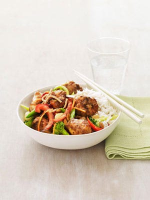 <p>A sweet and spicy orange sauce seasoned with hot pepper flakes and honey gives this chicken and vegetable stir-fry a serious kick of flavor.</p>
<p><strong>Recipe: <a href="http://gogonow.org/recipefinder/orange-stir-fry-chicken-recipe-rbk0411%22 target="_blank">Orange Stir-Fry Chicken</a></strong></p>