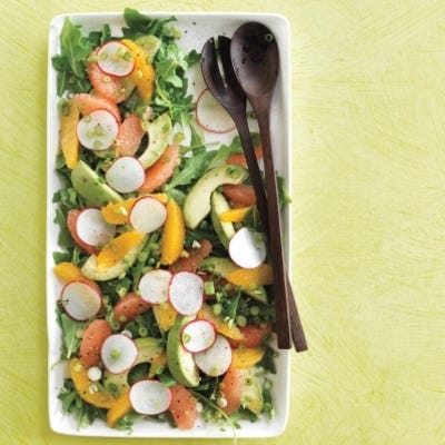 <p>This appetizing salad is loaded with health benefits: avocados are a good source of heart-healthy monounsaturated fats, citrus fruits help bolster your immune system, and arugula is one of the best vegetable sources of Vitamin K, which supports both bone and brain health.</p>
<p><br/><strong>Recipe: <a href="http://gogonow.org/recipefinder/avocado-citrus-salad-recipe-mslo0414%22 target="_blank">Avocado Citrus Salad</a></strong></p>