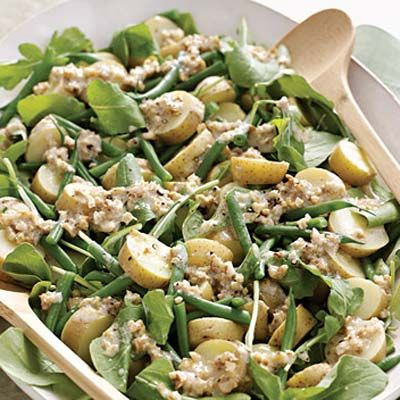 Arugula, Potato, and Green-Bean Salad with Creamy Walnut Dressing image