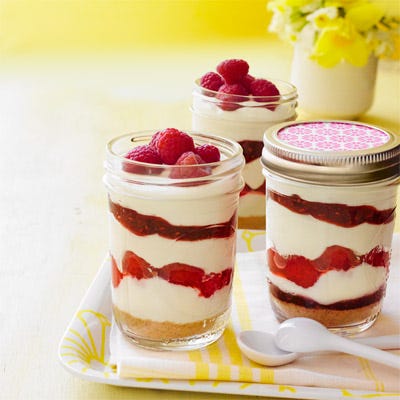 <p>So cute and so indulgently creamy, these little, layered, no-bake cheesecakes make a perfect dessert for any party, indoors or out. Don't have raspberries on hand? Try strawberries or blueberries instead. </p><p><b>Recipe: </b><a href="http://gogonow.org/recipefinder/no-bake-raspberry-cheesecake-pots-recipe-wdy0413%22%3E%3Cb%3ENo-Bake Raspberry Cheesecake Pots</b></a></p>