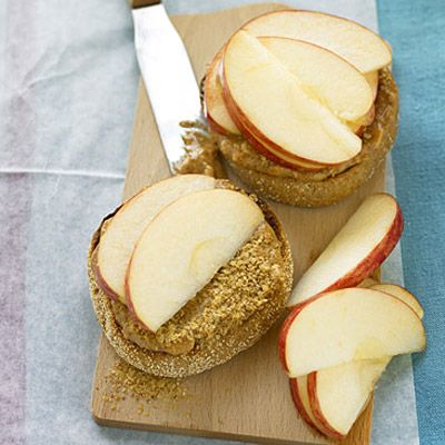 <p>This easy open-faced sandwich makes a great snack or meal for young kids. A sprinkling of wheat germ adds an extra dose of good-for-you fiber.</p><br /><p><b>Recipe:</b> <a href="http://www.delish.com/recipefinder/peanut-butter-apple-muffin-recipe" target="_blank"><b>Peanut-Butter Apple Muffin</b></a></p>