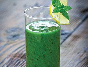 <p><strong>Sunshine smoothie</strong></p>
<p>Consider this your new a.m. pick-me-up. Unlike coffee, which only supplies your body with caffeine, this smoothie includes limes, kiwis, lemon juice, and orange juice, which are loaded with vitamin C to help rid your body of harmful free radicals—and guarantee safe passage for anyone who dares cross your path too early.</p>
<p>2 cups fresh chopped kale<br />
2 kiwis, peeled, sliced<br />
1 1/4 cups orange juice<br />
2 teaspoons freshly squeezed lemon juice<br />
4–5 ice cubes</p>
<p>Combine ingredients and blend until smooth. Pour into a glass and serve immediately.</p>
<p><em>Recipe excerpted from </em><strong><a href="http://www.amazon.com/Part-Time-Vegetarian-Smoothies-Juices/dp/1604334630?tag=rbk_autolinks-20" target="_blank">The Part-Time Vegetarian Smoothies and Juices</a></strong><em> by Tina Haupert. Cider Mill Press, 2014.</em></p>

