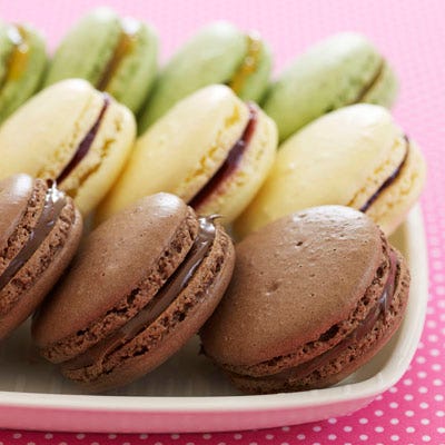 Macarons <p>We have to warn you, your first batch probably won't be perfect. Macarons are sensitive pastries, affected by humidity and every slight temperature change. Some things to remember; use gel coloring instead of liquid as the liquid can affect the consistency; let your piped macarons dry (sit out before baking) to help prevent cracking; and make sure you're using an oven thermometer that sits in the oven with your macarons, not that gauge on your oven. The French are pastry masters, so don't be upset if your first round is a little cracked; they'll still taste delicious.</p>
<p>Try a classic combo that doesn't require gel coloring, like <a href="http://gogonow.org/recipefinder/chocolate-hazelnut-macaroons-recipe%22 target="_blank"><strong>Chocolate-Hazelnut Macarons</strong></a> (pictured) if you're just starting out. Macarons are not above the dessert hybrid trend! Try <a href="http://gogonow.org/recipefinder/smores-macarons-recipe-del0713%22 target="_blank"><strong>S'mores Macarons</strong></a> for a simultaneously elegant and childish treat.</p>