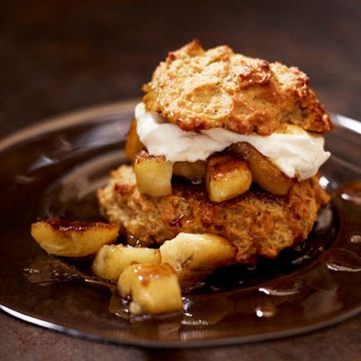 <p>Since the bananas brown in a rich rum-butterscotch sauce (think bananas Foster minus the flambé), we cut the cake's sweetness with two tangy tweaks — buttermilk in the batter, and sour cream in the cream.</p>
<p><strong>Recipe: <a href="http://gogonow.org/recipefinder/banana-shortcakes-recipe%22 target="_blank">Banana Shortcakes</a></strong></p>
