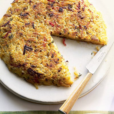 Hash Browns with Leeks and Bell Peppers
