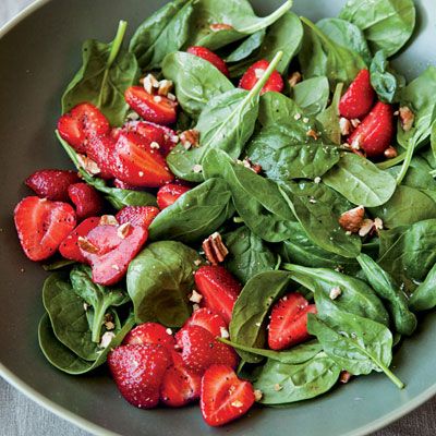 <p>It is easy to love this popular combination. Light, healthful, and delicious, it is best prepared when strawberries are at their early-summer peak. The dressing is slightly sweet, and the poppy seeds and chopped pecans add nice texture. Goat cheese, ricotta salata, or feta cheese would make a great addition.</p><p><strong>Recipe:</strong> <a href="http://www.delish.com/recipefinder/fresh-strawberry-spinach-salad-recipe-opr0912"><strong>Fresh Strawberry and Spinach Salad</strong></a></p>
