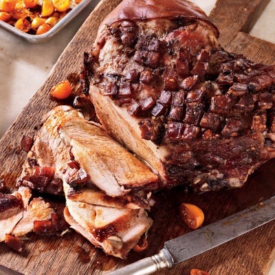 <p> Slow-roasting the pork with liquid (a mix of ale and water) in the pan makes the meat fall-apart tender. A blast of heat at the end crisps the skin.</p>
<p><strong>Recipe:</strong> <a href="http://gogonow.org/recipefinder/slow-roasted-pork-kumquats-recipe-mslo0913%22%3E%3Cstrong%3ESlow-Roasted Pork with Kumquats</strong></a></p>