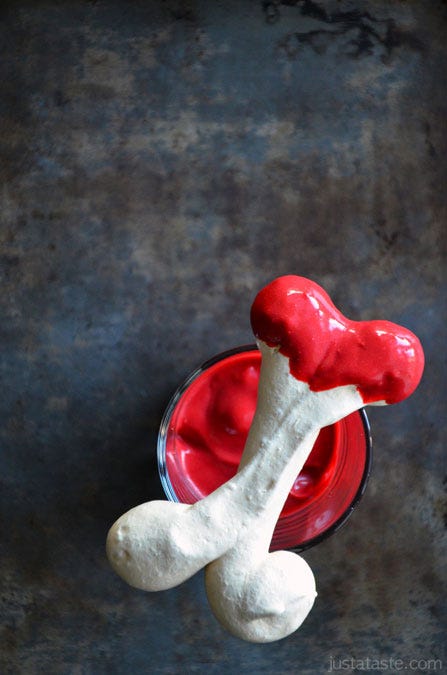Red Velvet Pudding with Meringue Bones