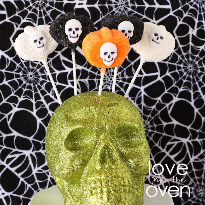 Marshmallow Pops with Sugary Skulls
