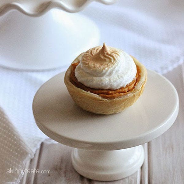 <p>Pumpkin and chocolate cupcakes combine the classic colors and flavors of Halloween.</p> <p><strong>Get the recipe from <a href="http://www.skinnytaste.com/2013/11/mini-sweet-potato-meringue-pies.html#_a5y_p=1075780" target="_blank">Skinny Taste</a>.</strong></p>
