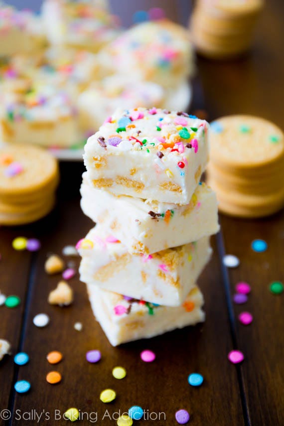 <p>What's better than fudge? Not much, but funfetti and Golden Oreos sure do make it sweeter.</p>
<p><strong>Get the recipe from <a href="http://sallysbakingaddiction.com/2013/08/26/funfetti-golden-oreo-fudge/" target="_blank">Sally's Baking Addiction</a>.</strong></p>
