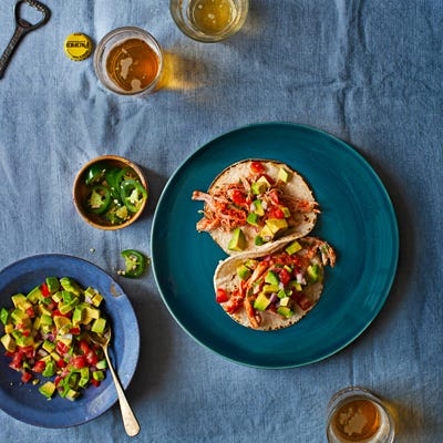 <p>Though this recipe contains jalapeños, it is only slightly spicy. If you like it hotter, leave the seeds in the jalapeños; if you prefer a milder dish, substitute pale green California chilies.</p><br /><p><b>Recipe:</b> <a href="/recipefinder/tomato-braised-chicken-tacos-recipe-opr0212"><b>Tomato-Braised Chicken Tacos</b></a></p>
