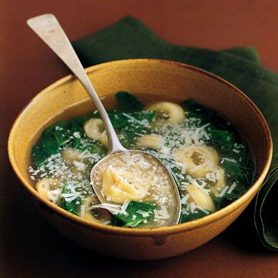 <p>Don't be tempted to cook the tortellini in the soup; they will soak up too much of that irresistible garlicky broth. Cook them separately, as the soup simmers, and stir them in at the last moment.</p><p>Recipe: <a href="http://www.delish.com/recipefinder/tortellini-spinach-garlic-broth-recipes" target="_blank">Tortellini and Spinach in Garlic Broth</a></p>