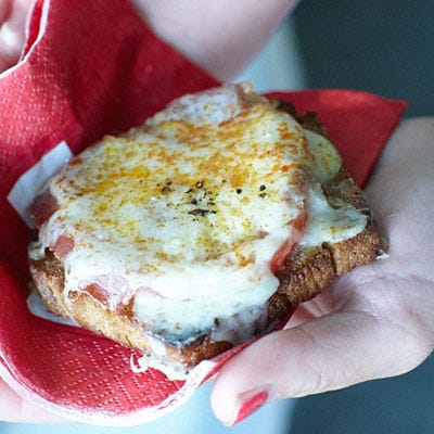 Daniel Humm's broiled open-face cheese sandwiches make a terrific snack or a decadent lunch. They evoke classic Swiss fondue because they combine bubbling-hot Gruyère with white wine and kirsch, a cherry-flavored spirit.

<p><br/><strong>Recipe: <a href="/recipefinder/tomato-prosciutto-gruyere-sandwiches-recipe?click=recipe_sr" target="_blank">Tomato, Prosciutto, and Gruyère Sandwiches</a></strong></p>