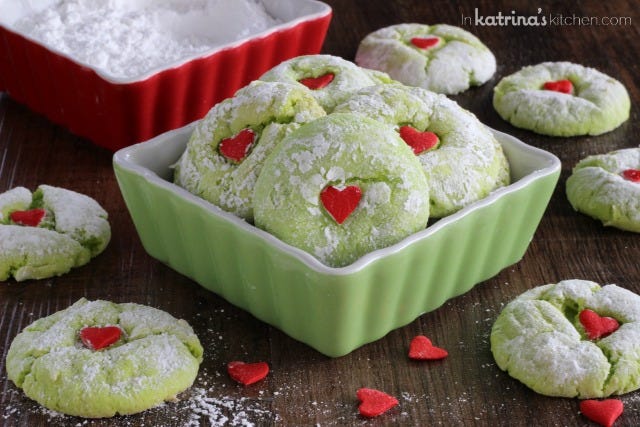 <p>This cookie representation of the classic Christmas story is a fun and delicious way to spread some holiday cheer.</p> <p><strong>Get the recipe from <a href="http://www.inkatrinaskitchen.com/2013/12/grinch-cookies.html" target="_blank">In Katrina's Kitchen</a>.</strong></p>