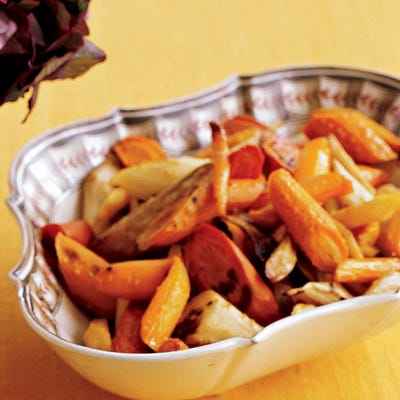 Roasted Maple-Bourbon Carrots and Parsnips
