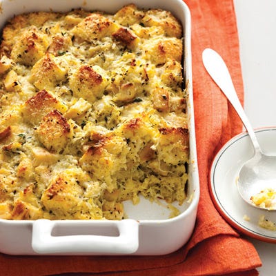 Parsnips give an earthy dimension to this bread pudding, which melds cubes of brioche, grated cheese, and thyme. This vegetarian dish is yummy enough to sub for traditional stuffing. Assemble it the night before, and bake it the day of the meal.
<p><br/><strong>Recipe: <a href="http://gogonow.org/recipefinder/roasted-parsnip-bread-pudding-recipe-mslo0711?click=recipe_sr" target="_blank">Roasted-Parsnip Bread Pudding</a></strong></p>