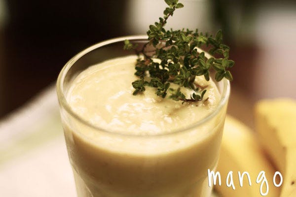 <p>Don't limit rosemary to oven-roasted meats and veggies. It adds dimension to this fruity smoothie.</p>

<p><b>Get the recipe from <a href="http://www.flourishingfoodie.com/2011/04/mango-banana-smoothie-with-rosemary.html" target="_blank">Flourishing Foodie</a></b>.</p>