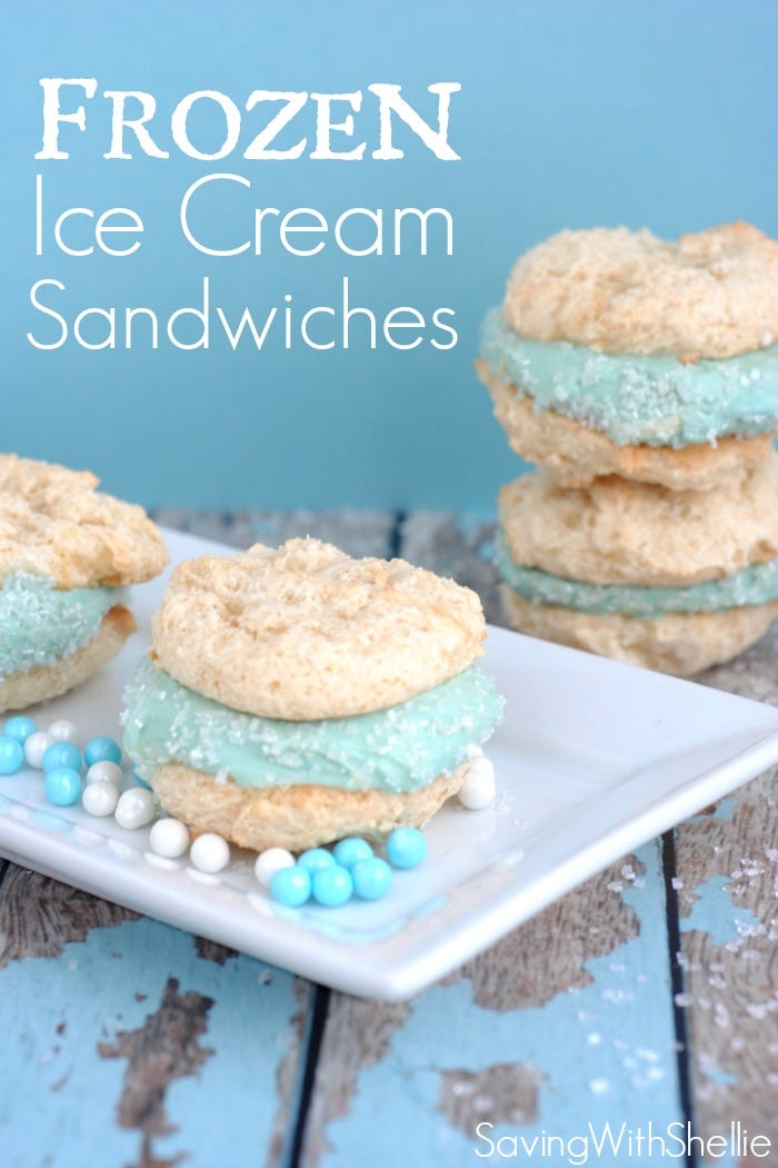 <p></p>
<p><strong>Get the recipe from <a href="http://www.savingwithshellie.com/recipe-frozen-inspired-ice-cream-sandwiches/" target="_blank">Saving with Shellie</a>.</strong></p>