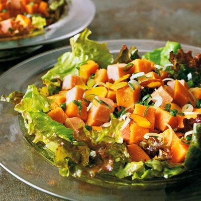 Sweet-Potato Salad with Ham and Curried Almonds
