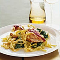 Chicken Breasts with Spinach, Leek and Saffron Sauce - Chicken and Vegetables Recipes