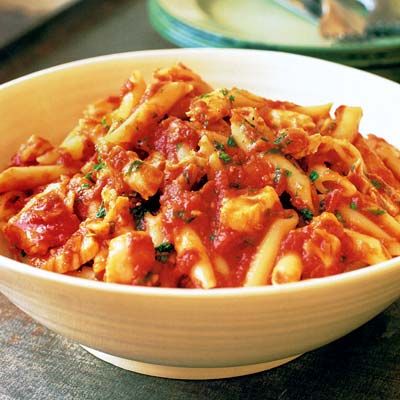 Penne Arrabbiata with Flaked Cod