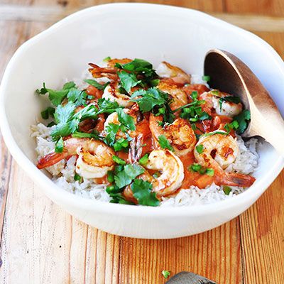 <p>Succulent shrimp are perfectly, deliciously complemented by a spicy-sweet sauce of coconut, tomato, and curry.</p>
<p><b>Recipe: <a href="http://www.delish.com/recipefinder/shrimp-coconut-curry-tomato-sauce-recipe-8405" target="_blank">Shrimp with Coconut-Curry Tomato Sauce</a></b></p>