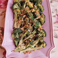 Broccoli with Herbed Hollandaise Sauce and Toasted Bread Crumbs