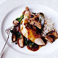 Cornish Hens with Shiitake and Watercress