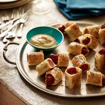 <p>Frozen pastry dough and all-beef hot dogs make up these crowd-pleasing bites.</p><p><b>Recipe: <a href="/recipefinder/pigs-in-blanket-recipe" target="_blank">Pigs in Blankets</a></b></p>