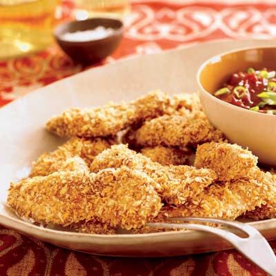Tender and oven-fried, these chicken tenders are jazzed up with sesame seeds and Chinese five-spice powder, an indispensable blend of seasonings that showcases the five basic flavors of Chinese cuisine — sweet, sour, bitter, savory, and salty.
 
 Recipe: Oven-Fried Chicken Tenders with Five-Spice BBQ Sauce