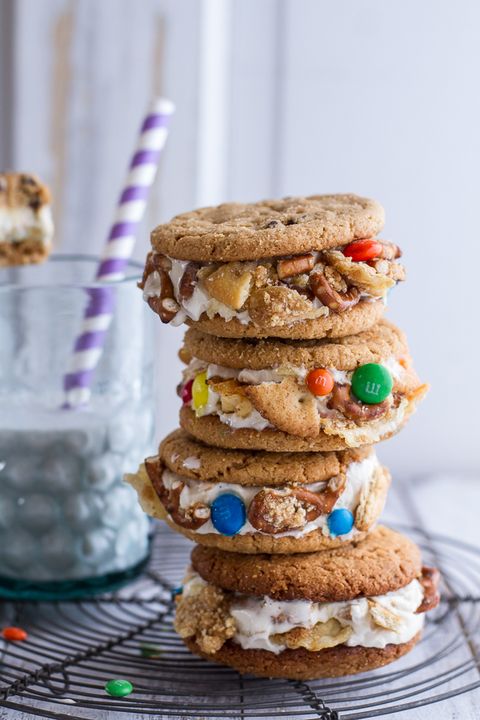 <p>Peanut butter cookies, sweet corn ice cream, sweet and salty snack mix crumble, <em>and</em> a splash of bourbon. This recipe sells itself.</p>
<p><strong>Get the recipe from <a href="http://www.halfbakedharvest.com/munchies-sweet-corn-ice-cream-sandwiches-wpeanut-butter-chip-cookies/" target="_blank">Half Baked Harvest</a>.</strong></p>