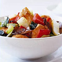 Ginger-Sesame Chicken with Bok Choy and Mushrooms