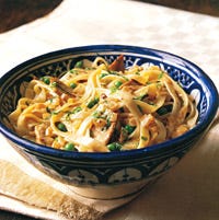 Fettuccine with Veal, Peas and Mint