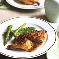 Peppered Cornish Hens and Asparagus with Lemon and Marjoram