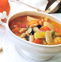 Carrot, Squash, and Jerusalem-Artichoke Soup with White Beans