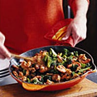 Shrimp and Broccoli with Honey-Walnut Caramel Sauce