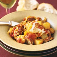 Baked Sausages, Fennel, and Potatoes with Fontina
