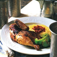 Grilled Cornish Hens with Sun-Dried-Tomato Pesto