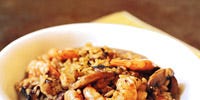 Shrimp and Bay-Scallop Risotto with Mushrooms - Italian Recipes - Rice