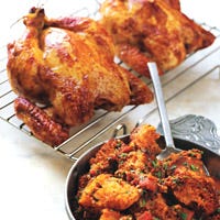Roast Cornish Hens with Panzanella Stuffing
