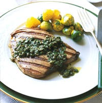 Tuna Steaks with Lemon Caper Sauce