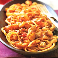 Linguine with Mom's Eggplant-and-Mushroom Sauce