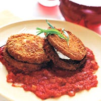 Eggplant and Goat-Cheese Sandwiches with Tomato Tarragon Sauce