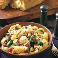 Pasta Shells with Chicken and Brussels Sprouts