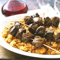 Sardinian Lamb Kabobs over Couscous