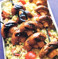 Grilled Mushroom Kabobs and Couscous Salad